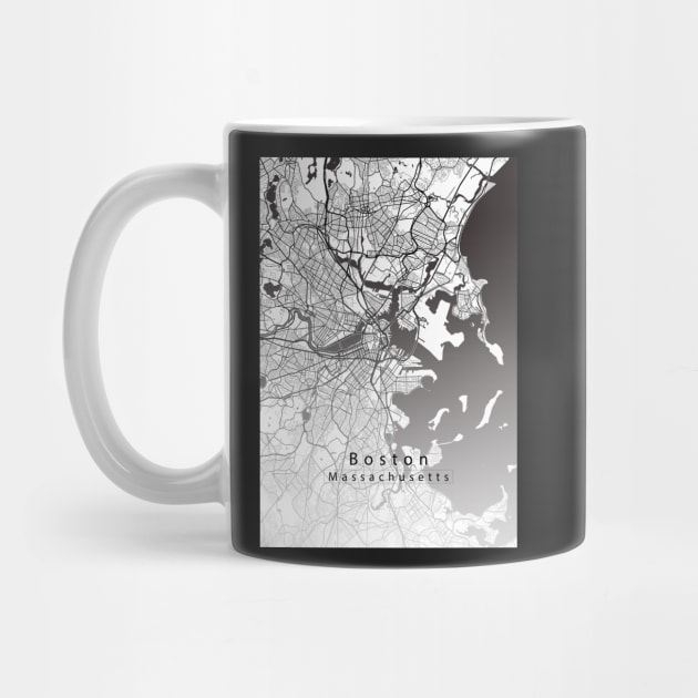 Boston Massachusetts City Map white by Robin-Niemczyk